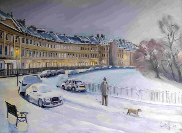 Lansdown Crescent in the Snow - by Charles L.W. Minty